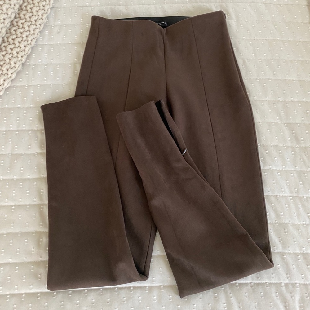 Zara high-waisted faux suede leggings